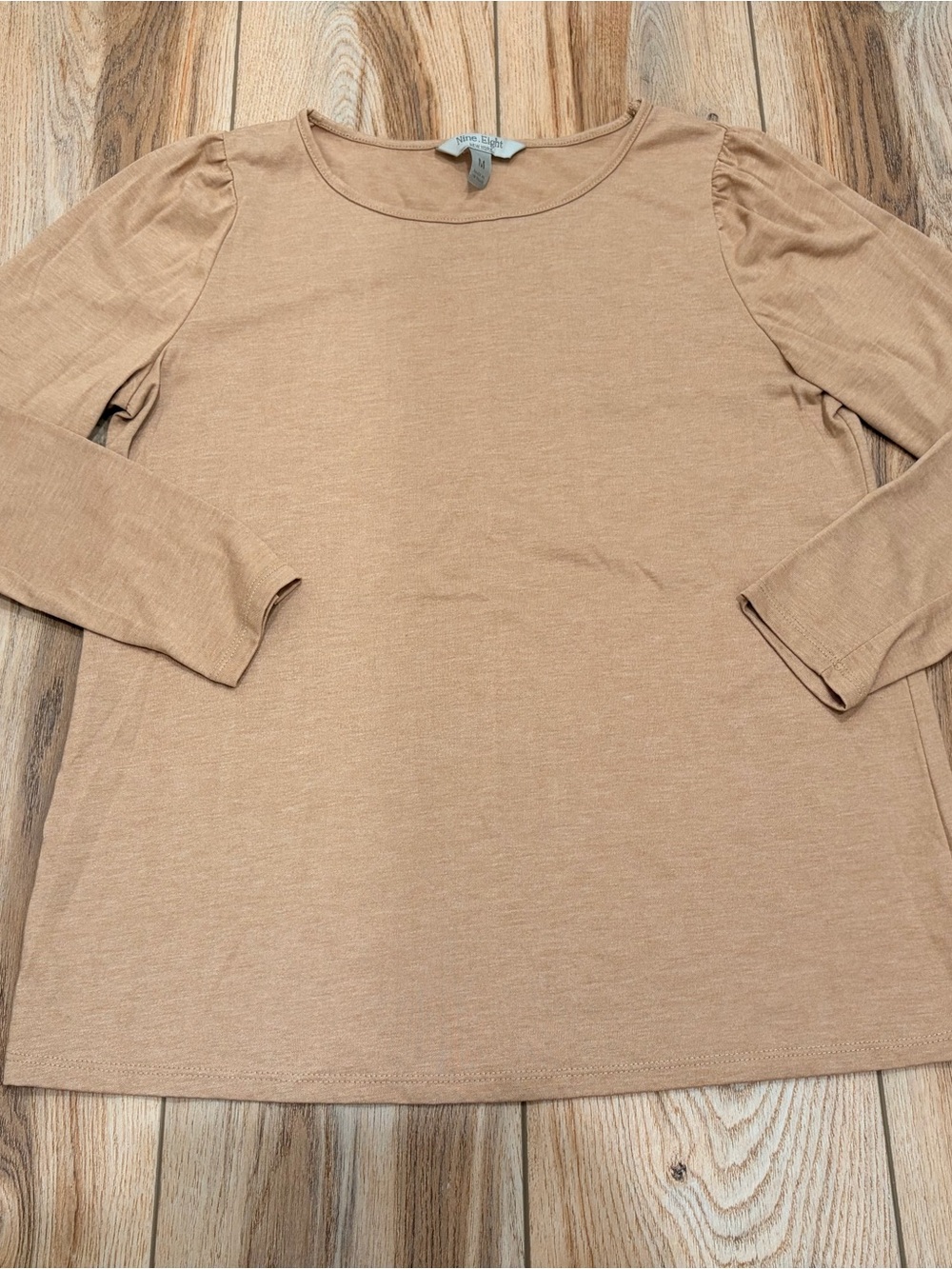 Nine.Eight Camel Long Sleeve Scoop Neck Knit Top